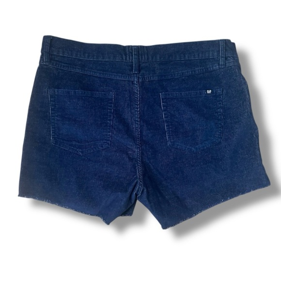 NWT Gap Navy Blue High Rise Corduroy Shorts Women's Size 12 Stretch Raw Hem - Picture 3 of 14